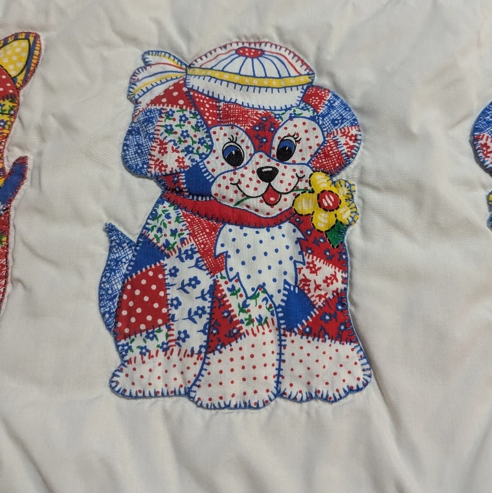 Vintage Patchwork Kitty Duck Animal Crib Blanket Cottagecore Baby Unisex